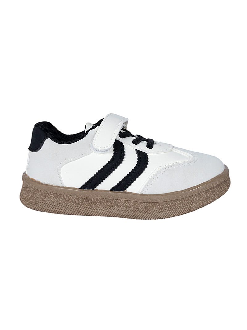 Black Synthetic Leather Velcro Sneakers For Kids-Unisex (TC-589-B-BLK)