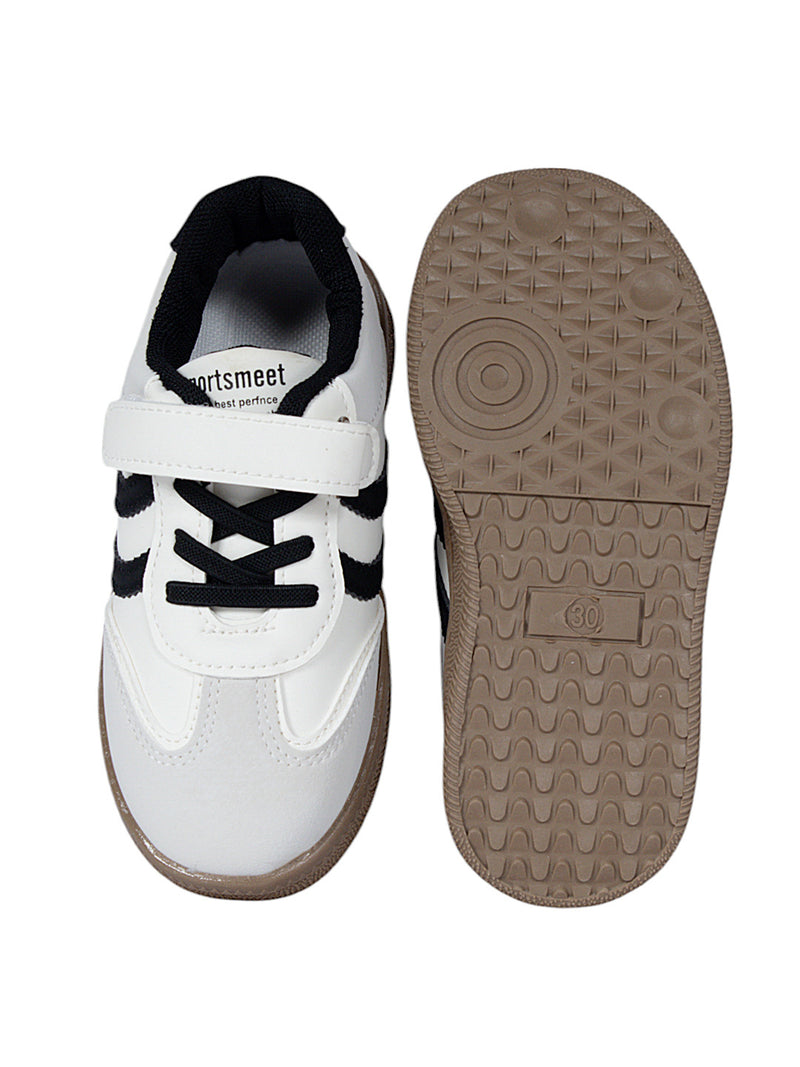 Black Synthetic Leather Velcro Sneakers For Kids-Unisex (TC-589-B-BLK)