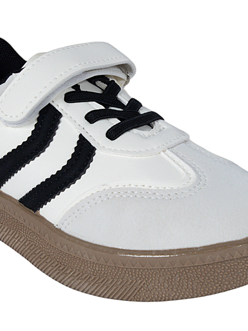 Black Synthetic Leather Velcro Sneakers For Kids-Unisex (TC-589-B-BLK)