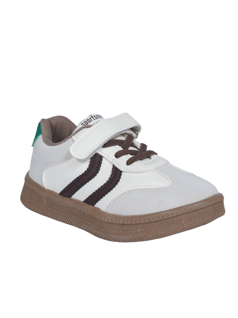 Brown Green Synthetic Leather Velcro Sneakers For Kids-Unisex (TC-589-B-BRO)