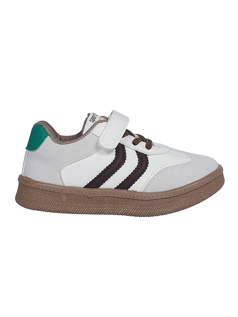 Brown Green Synthetic Leather Velcro Sneakers For Kids-Unisex (TC-589-B-BRO)