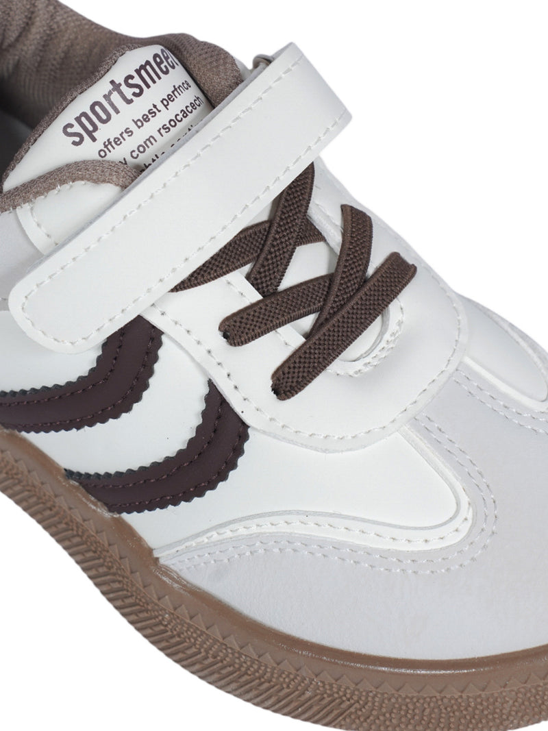 Brown Green Synthetic Leather Velcro Sneakers For Kids-Unisex (TC-589-B-BRO)