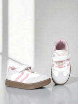 Pink Synthetic Leather Velcro Sneakers For Kids-Unisex (TC-589-B-PNK)