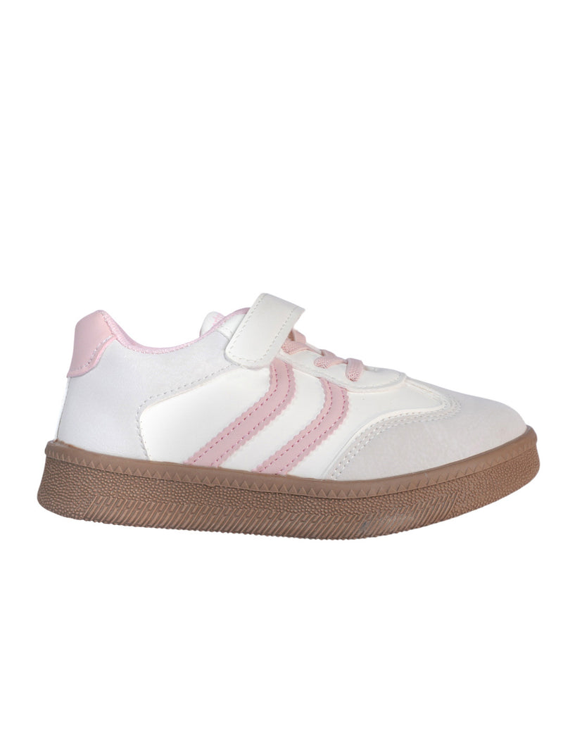 Pink Synthetic Leather Velcro Sneakers For Kids-Unisex (TC-589-B-PNK)