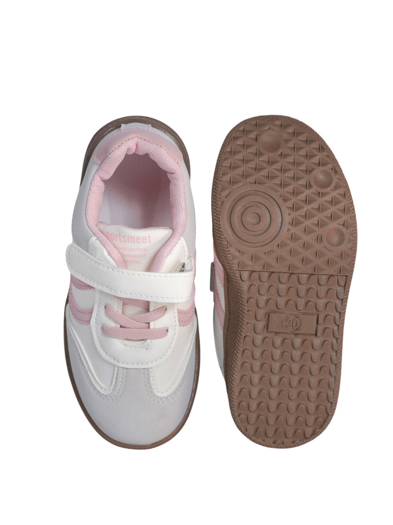 Pink Synthetic Leather Velcro Sneakers For Kids-Unisex (TC-589-B-PNK)
