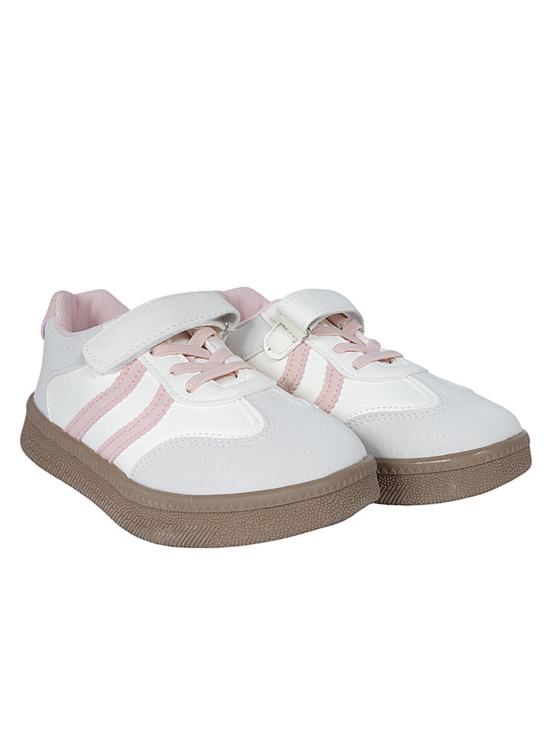 Pink Synthetic Leather Velcro Sneakers For Kids-Unisex (TC-589-B-PNK)