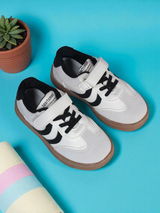 Black Synthetic Leather Velcro Sneakers For Kids-Unisex (TC-589-BLK)