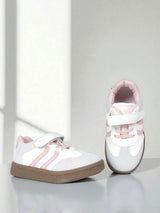 Pink Synthetic Leather Velcro Sneakers For Kids-Unisex (TC-589-PNK)