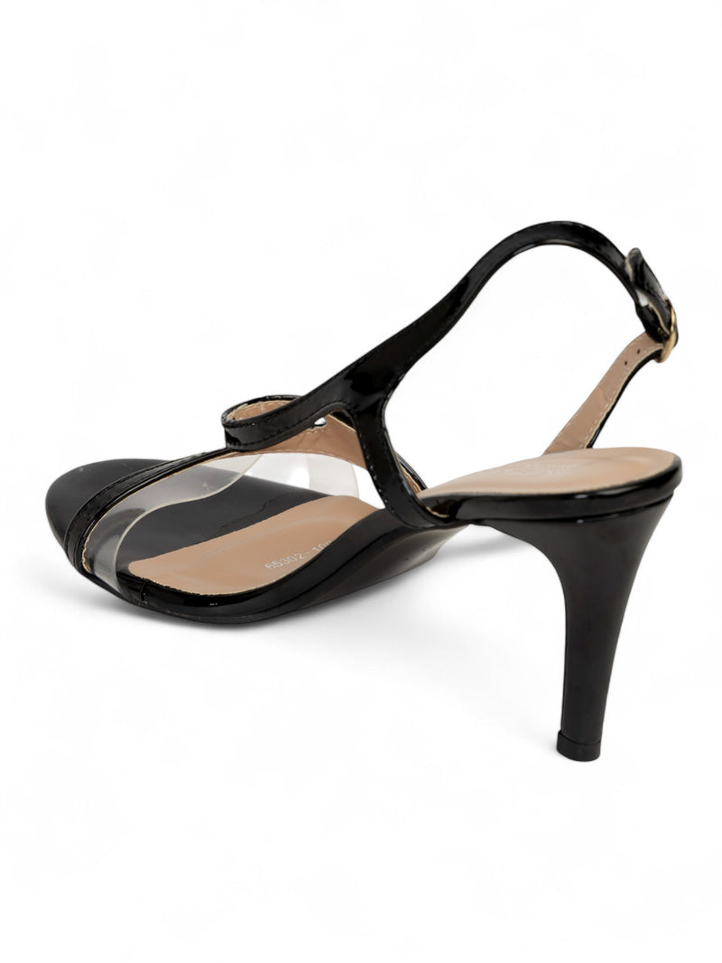 Black Patent Leather Stiletto Heel Sandals (TC-65302-100-BLK)