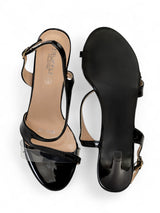 Black Patent Leather Stiletto Heel Sandals (TC-65302-100-BLK)