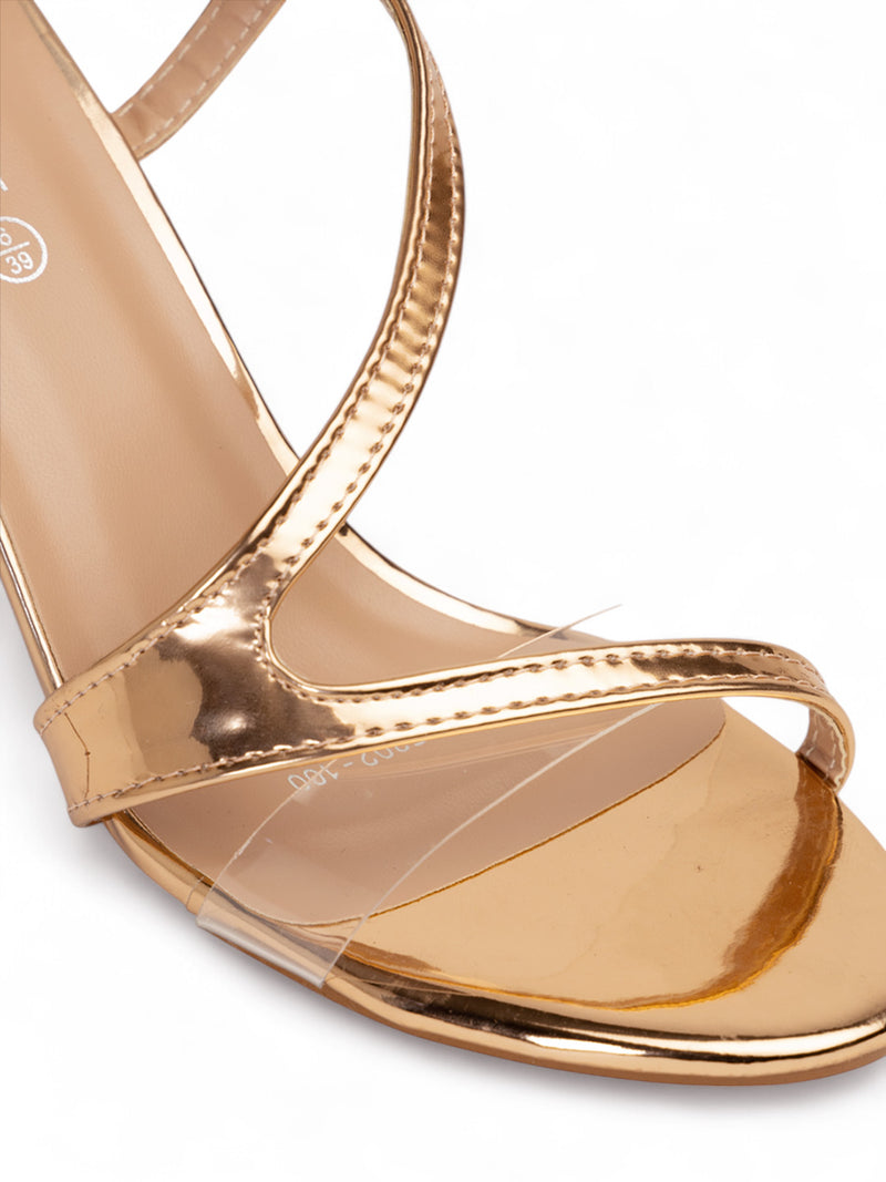 Rose Gold Patent Leather Stiletto Heel Sandals (TC-65302-100-RGLD)