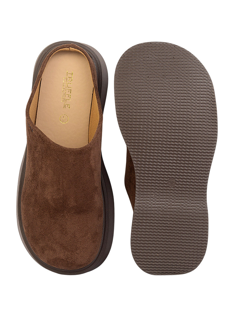 Brown Suede Slip-On Flatform Heels (TC-6615-BRO)