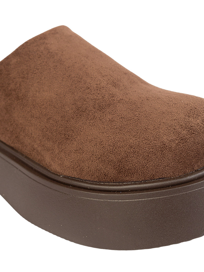 Brown Suede Slip-On Flatform Heels (TC-6615-BRO)