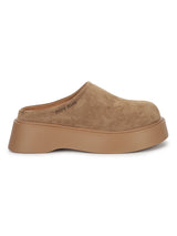 Khaki Suede Slip-On Flatform Heels (TC-6615-KHA)