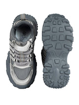 Grey Mesh Textured Overlay Design With Thick Sole Chunky Sneakers (TC-8785-4-GRY)