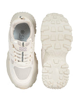 White Mesh Textured Overlay Design With Thick Sole Chunky Sneakers (TC-8785-4-WHT)