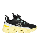 Black Yellow Mesh Paw Print Dial Lock Closure Sneakers For Kids-Unisex (TC-9050-BLKYEL)