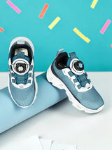 Blue Mesh Paw Print Dial Lock Closure Sneakers For Kids-Unisex (TC-9050-BLU)