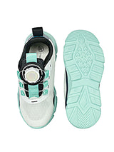 White Green Mesh Paw Print Dial Lock Closure Sneakers For Kids-Unisex (TC-9050-WHTGRN)