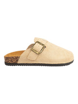 Beige Suede Cork-Latex Footbed Slip-On Flats For Kids-Unisex (TC-928-BEIG)