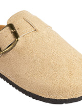 Beige Suede Cork-Latex Footbed Slip-On Flats For Kids-Unisex (TC-928-BEIG)