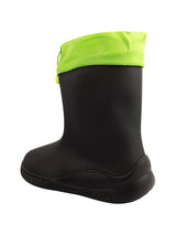 Black Rubber Dinosaur Applique Detailed Lace-Up Rain Boots For Kids-Unisex (TC-97-300-BLK)