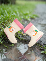 White Rubber Bunny Applique Detailed Lace-Up Rain Boots For Kids-Unisex (TC-97-300-WHT)