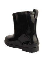 Black Rubber Bear Applique Detailed Slip-On Rain Boots For Kids-Unisex (TC-97-899-BLK)