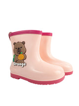 Pink Rubber Bear Applique Detailed Slip-On Rain Boots For Kids-Unisex (TC-97-899-PNK)