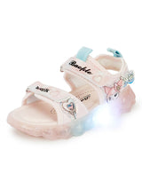 Pink PU Velcro With LED Lights Sandals For Kids-Girls (TC-985-PNK)