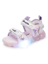 Purple PU Velcro With LED Lights Sandals For Kids-Girls (TC-985-PUR)