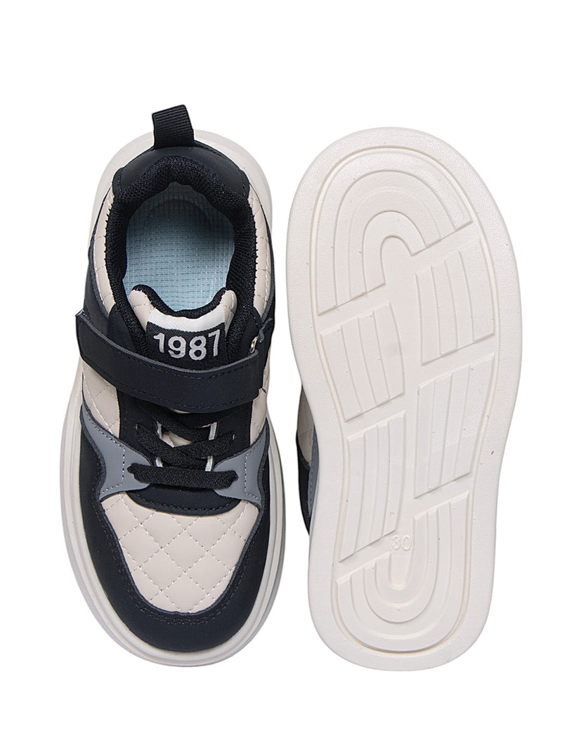Black Synthetic Leather Velcro Sneakers For Kids-Unisex (TC-A12-B-BLK)