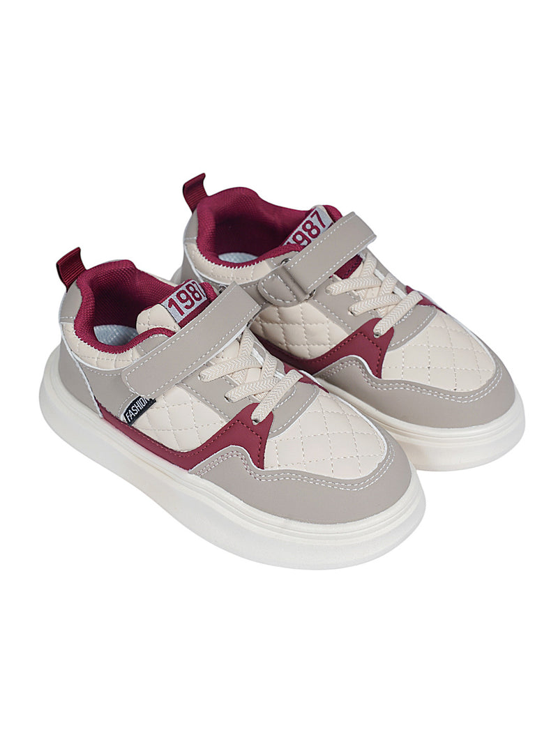 Red Synthetic Leather Velcro Sneakers For Kids-Unisex (TC-A12-B-RED)