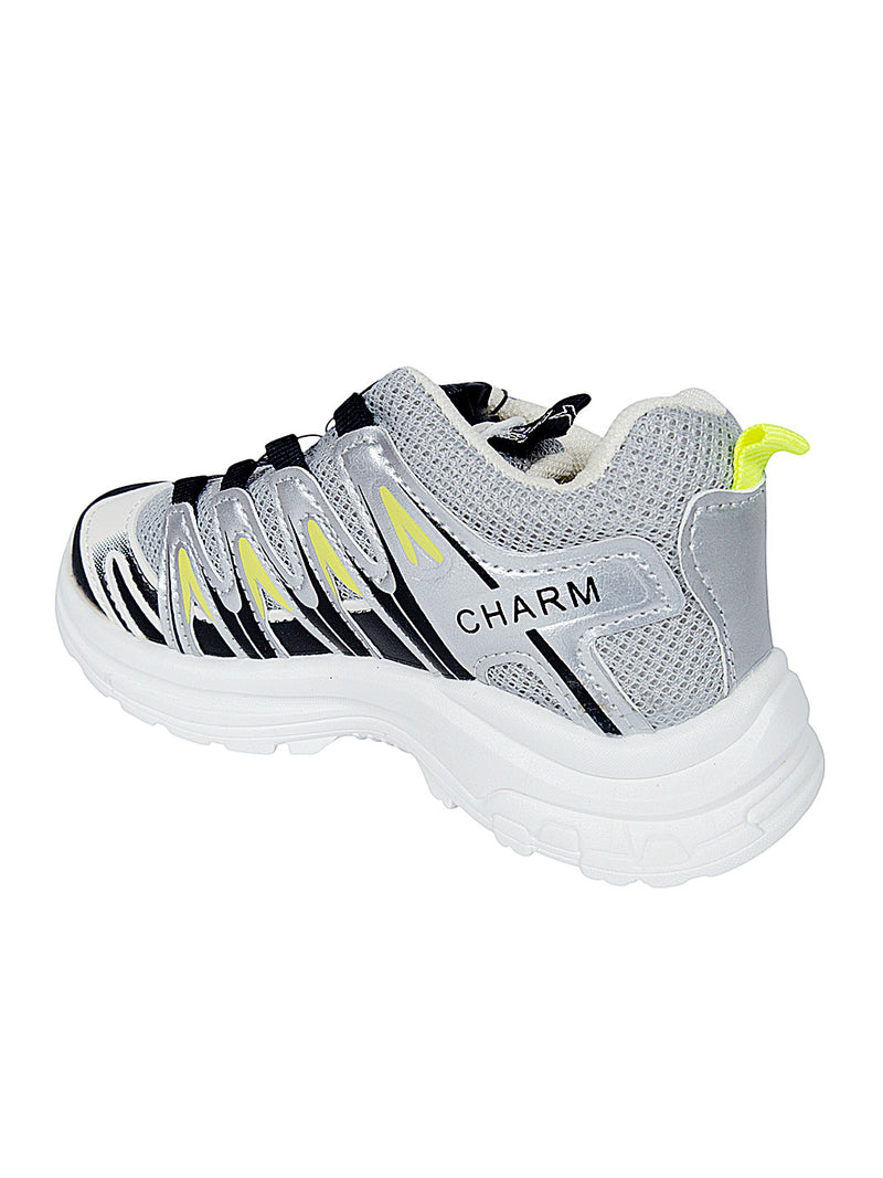 Grey Black Mesh Speed Laces Sneakers For Kids-Unisex (TC-A219-B-GRYBLK)