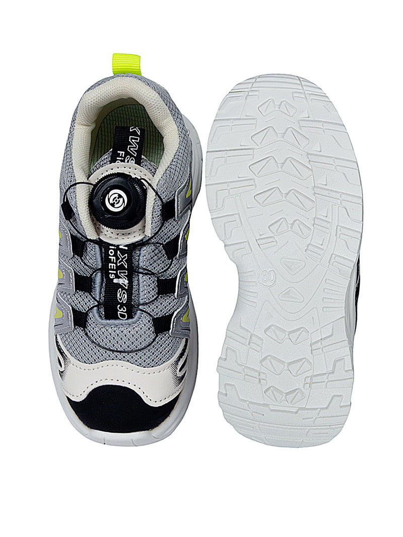 Grey Black Mesh Speed Laces Sneakers For Kids-Unisex (TC-A219-B-GRYBLK)