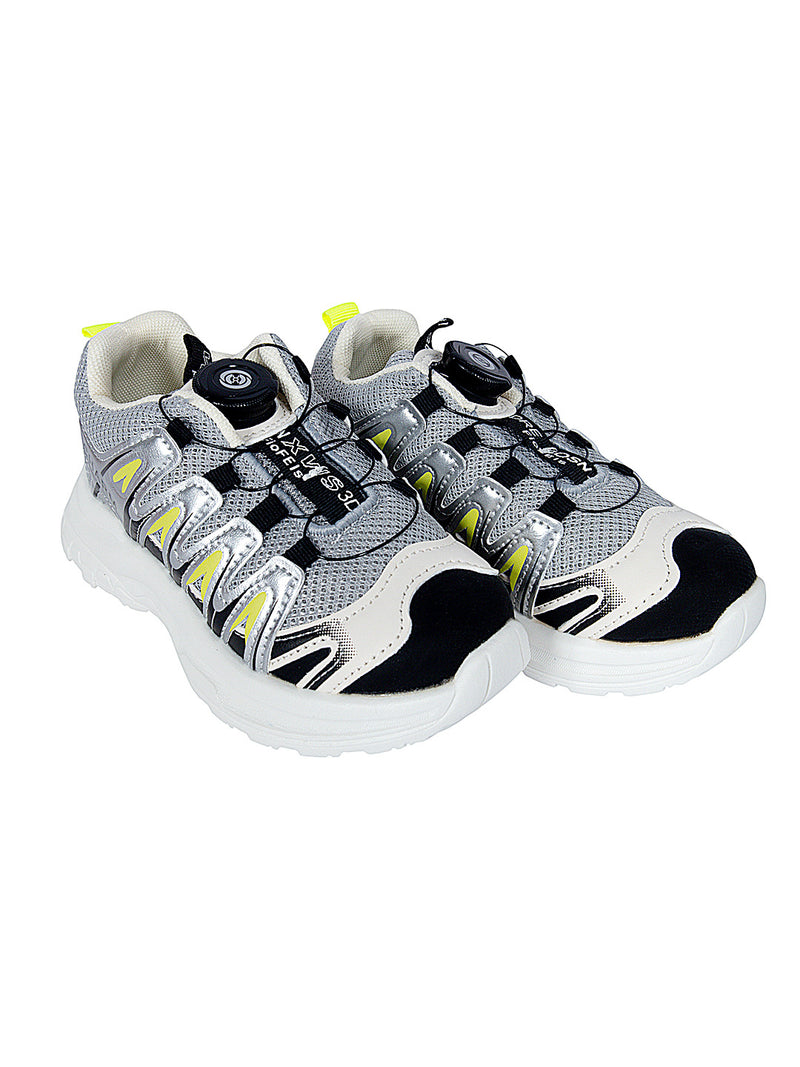 Grey Black Mesh Speed Laces Sneakers For Kids-Unisex (TC-A219-B-GRYBLK)