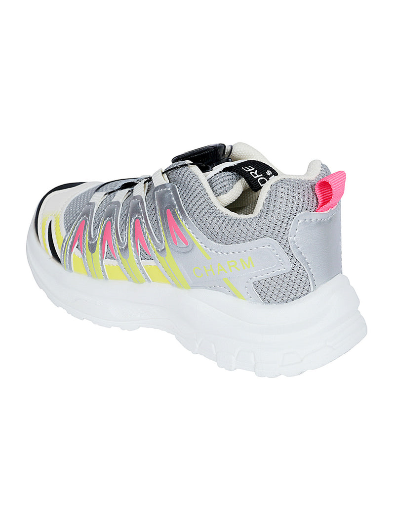 Grey Pink Mesh Speed Laces Sneakers For Kids-Unisex (TC-A219-B-GRYPNK)