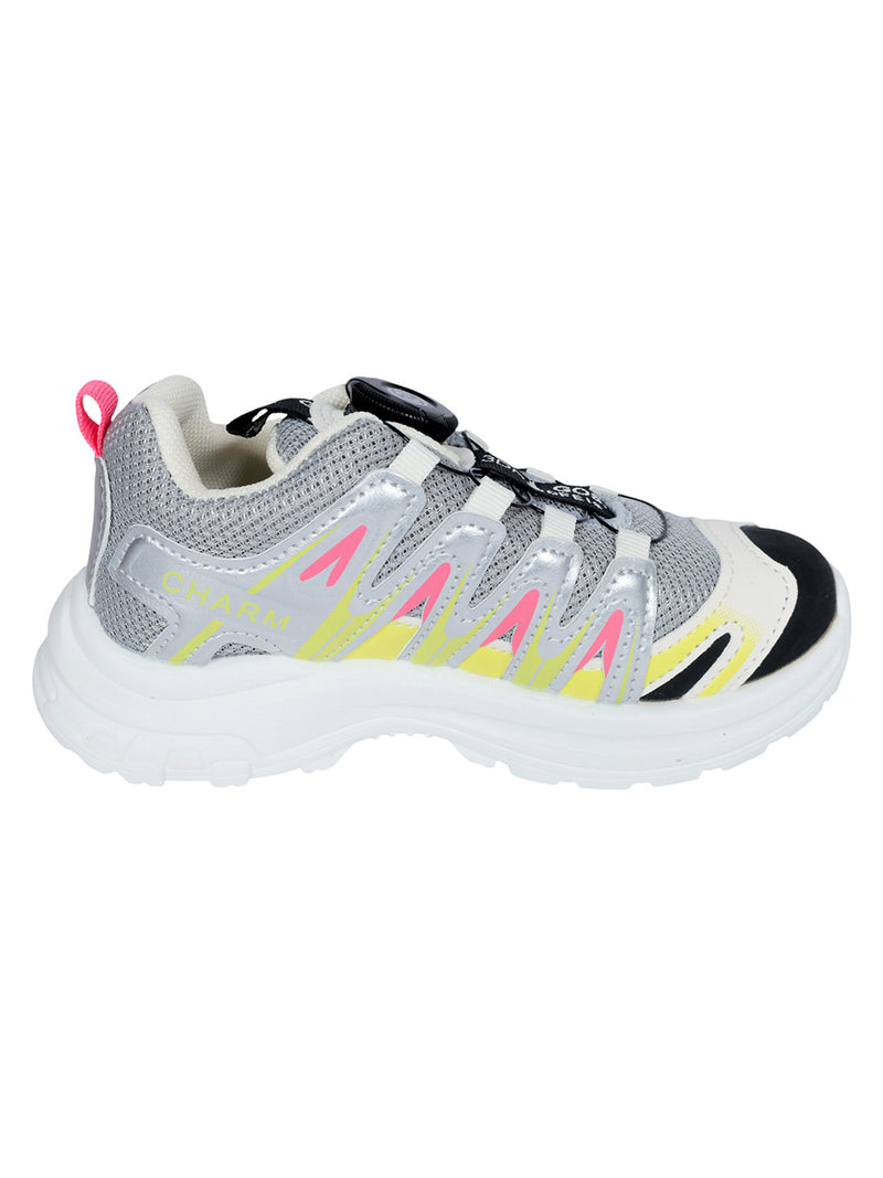 Grey Pink Mesh Speed Laces Sneakers For Kids-Unisex (TC-A219-B-GRYPNK)