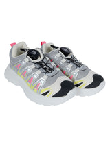 Grey Pink Mesh Speed Laces Sneakers For Kids-Unisex (TC-A219-B-GRYPNK)