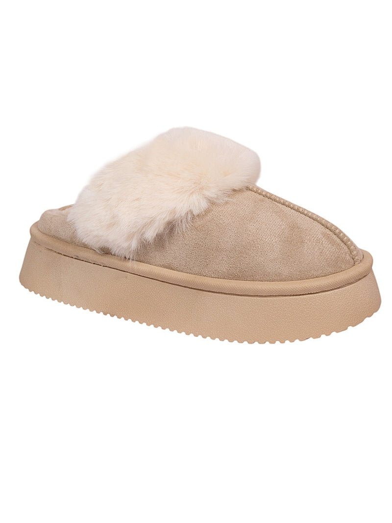 Beige Suede Winter Warm Flatform Flats (TC-AM02-1755-BEIG)