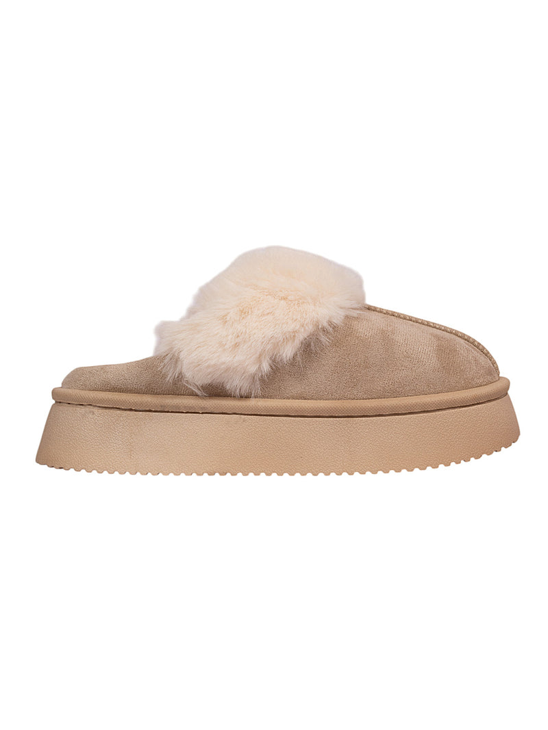 Beige Suede Winter Warm Flatform Flats (TC-AM02-1755-BEIG)
