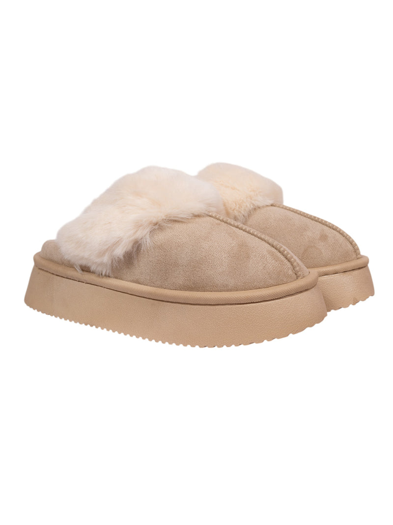 Beige Suede Winter Warm Flatform Flats (TC-AM02-1755-BEIG)