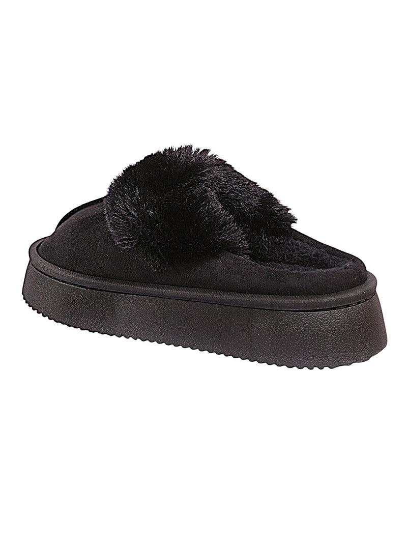 Black Suede Winter Warm Flatform Flats (TC-AM02-1755-BLK)
