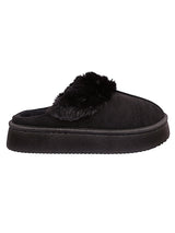 Black Suede Winter Warm Flatform Flats (TC-AM02-1755-BLK)