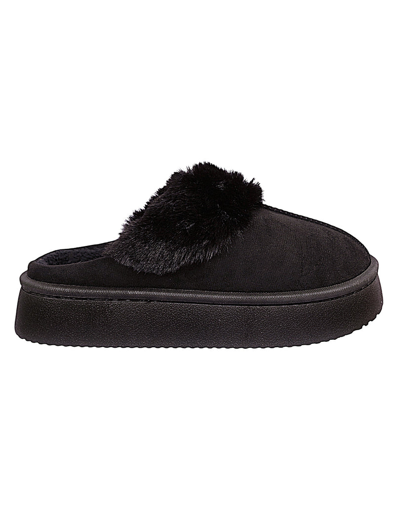 Black Suede Winter Warm Flatform Flats (TC-AM02-1755-BLK)