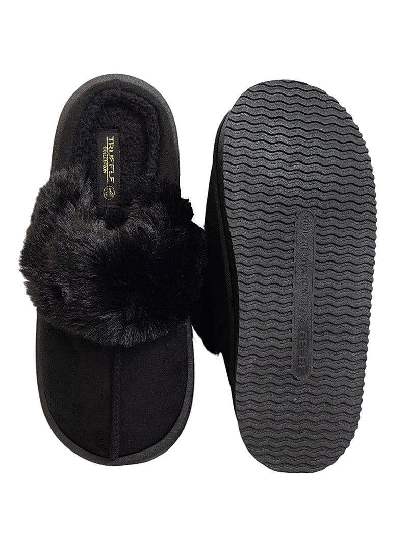 Black Suede Winter Warm Flatform Flats (TC-AM02-1755-BLK)