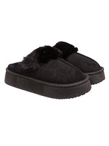 Black Suede Winter Warm Flatform Flats (TC-AM02-1755-BLK)
