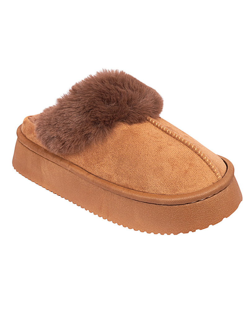 Camel Suede Winter Warm Flatform Flats (TC-AM02-1755-CAM)