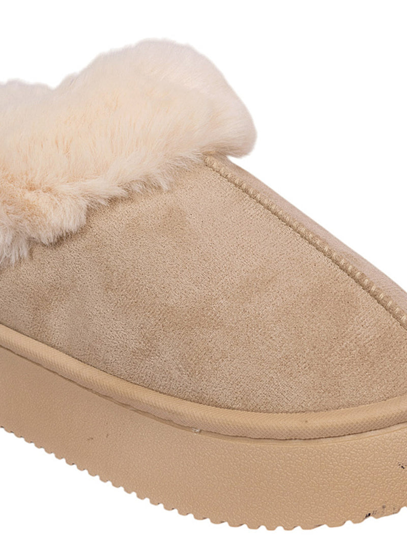 Beige Suede Winter Warm Flatform Boots (TC-AM02-1758-BEIG)