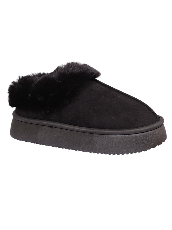 Black Suede Winter Warm Flatform Boots (TC-AM02-1758-BLK)